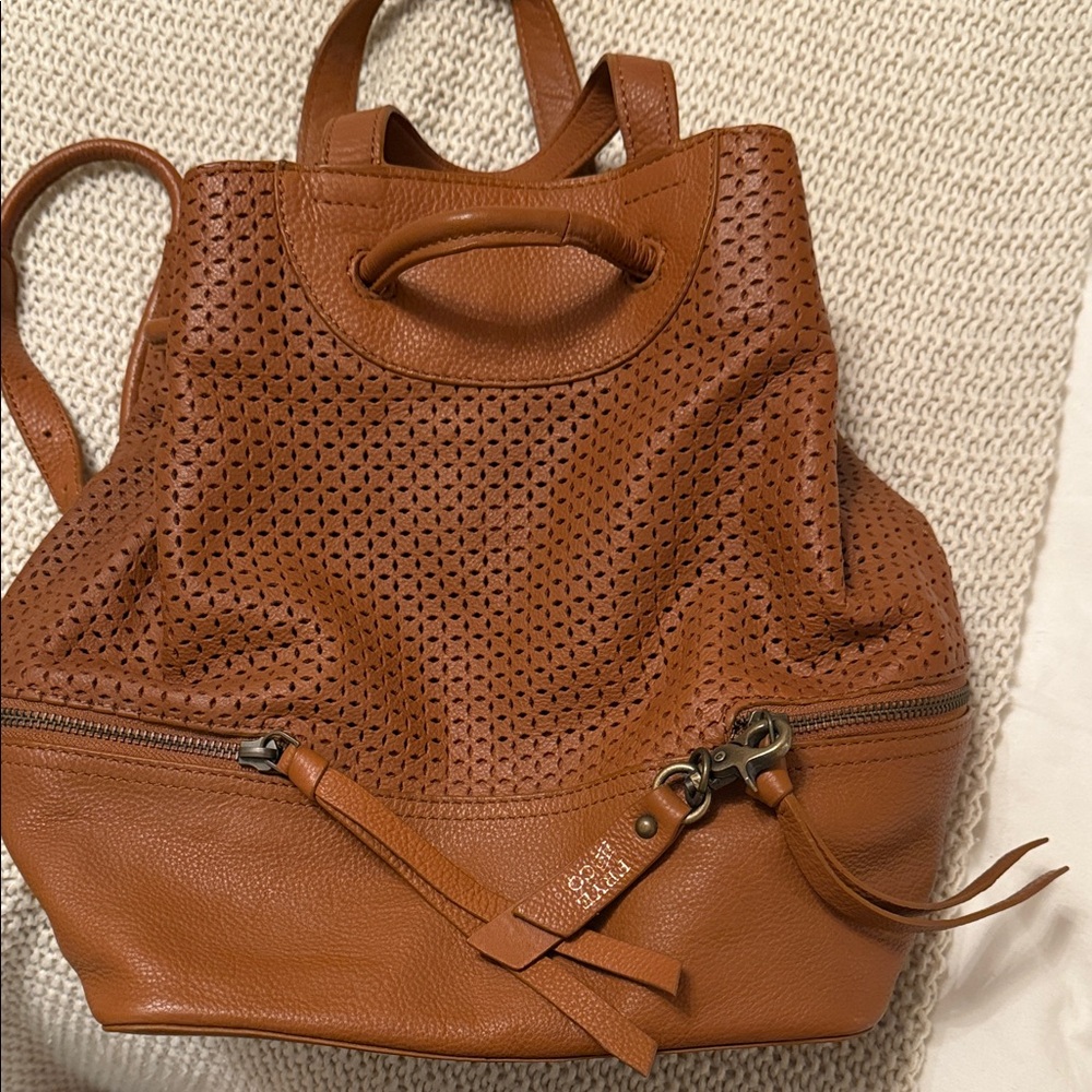 FRYE AND CO. Brown Perforated Leather Backpack - Picture 4 of 7